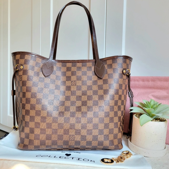 💕Louis Vuitton Tote Bag Neverfull MM Damier Ebene "ROSE Ballerine Interior" - Picture 1 of 16